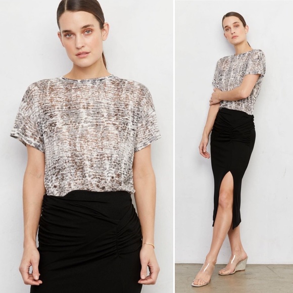 ✨NWT✨ LNA Burnout Boxy Crew Neck Tee in Python Print Sz SMALL (4-6) - Picture 1 of 15